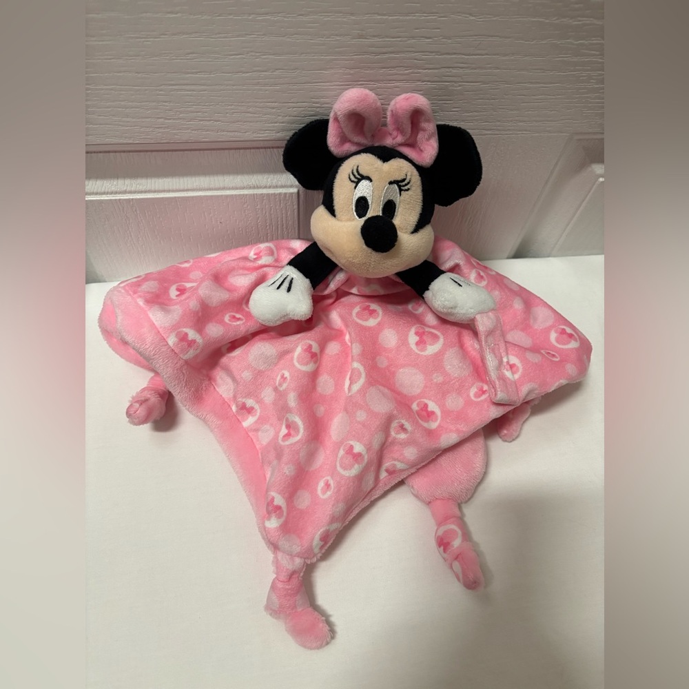 Disney Baby Pink Plush Blanket Plush Lovey Plush  14x14” Minnie Mouse
